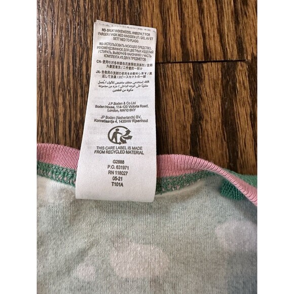 Mini Boden Sheep Pajamas Girls Size 8Y Green Pink Green Top Only 100% Cotton‎ - Picture 4 of 7